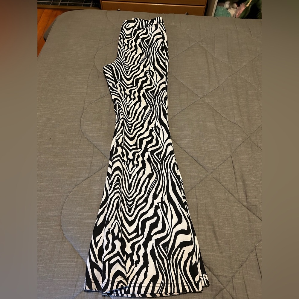 shein zebra print flare jeans